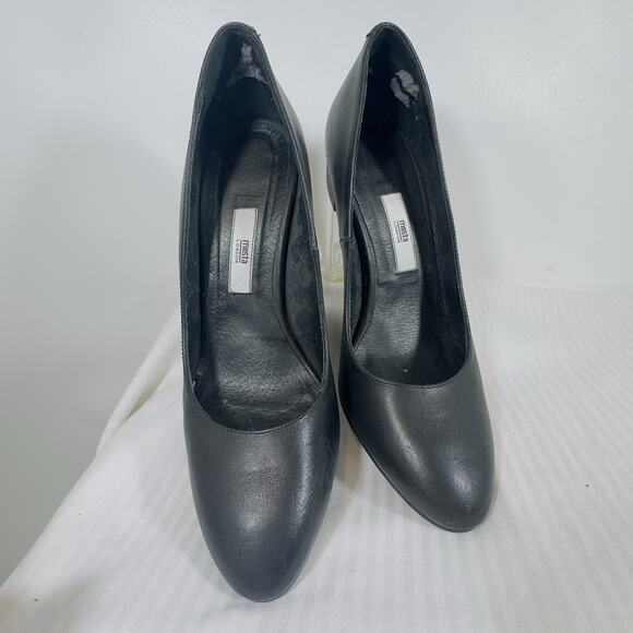 Miista Leather Black Pump Lucite Block Heel Modern Minimalist Size 40 EU (US 9) - Picture 5 of 14